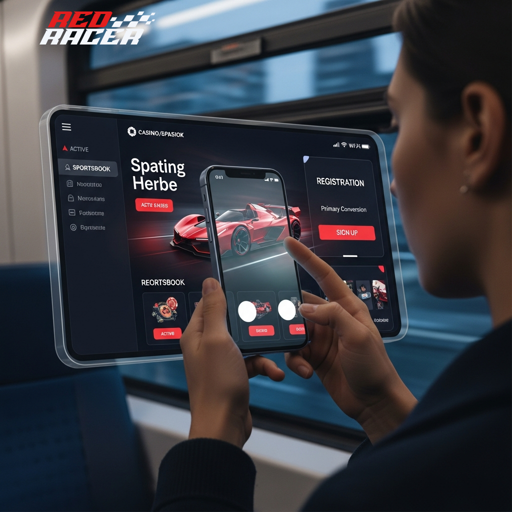 Interface do casino Redracer num ecrã de telemóvel